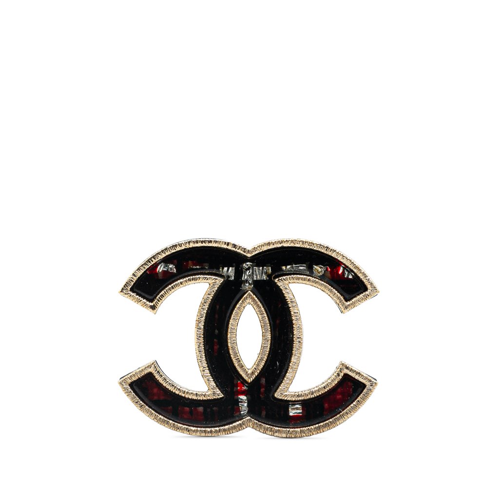 Chanel Gold Plated CC Crystal Brooch