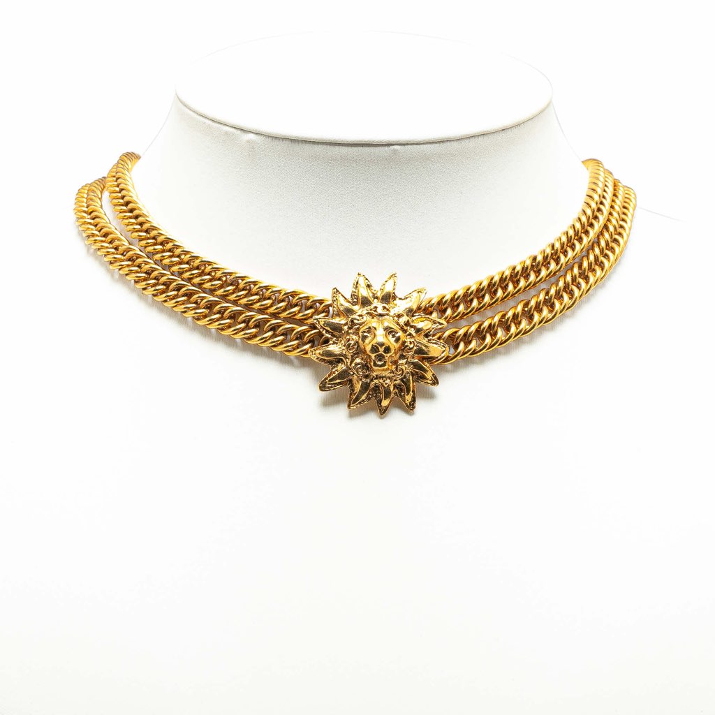 Chanel Gold Plated Lion Head Choker Necklace - 4