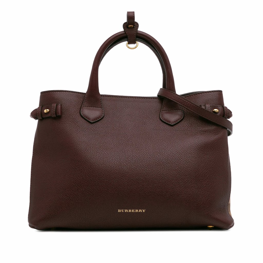 Burberry Medium Leather and House Check Banner Satchel