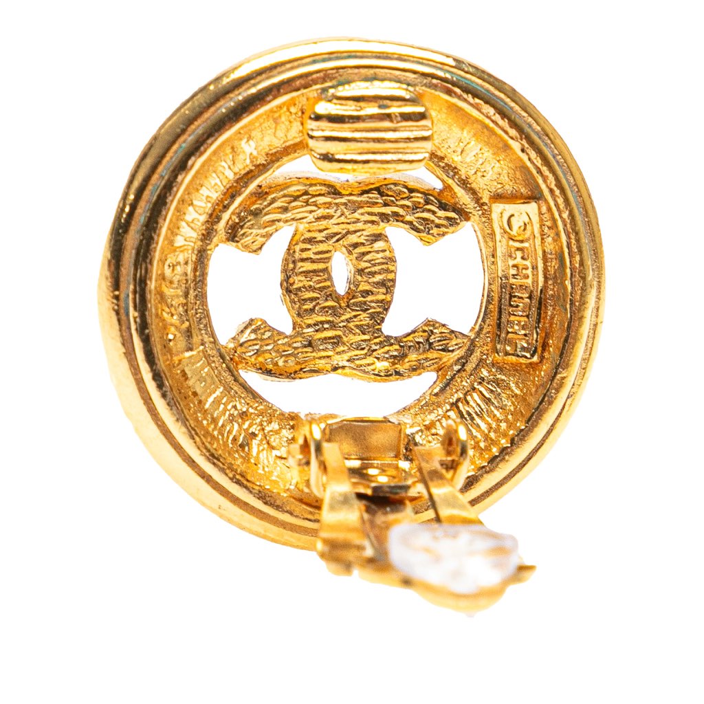 Chanel Gold Plated CC Round Clip on Earrings - Image 6