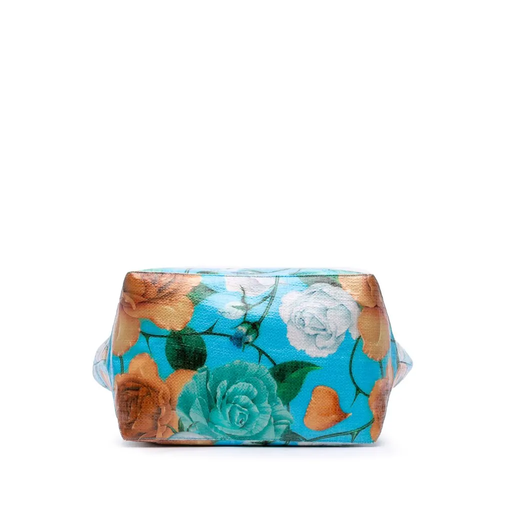 Loewe Paulas Ibiza Printed Coated Canvas Fold Shopper Tote Blue Canvas Good - Inside View