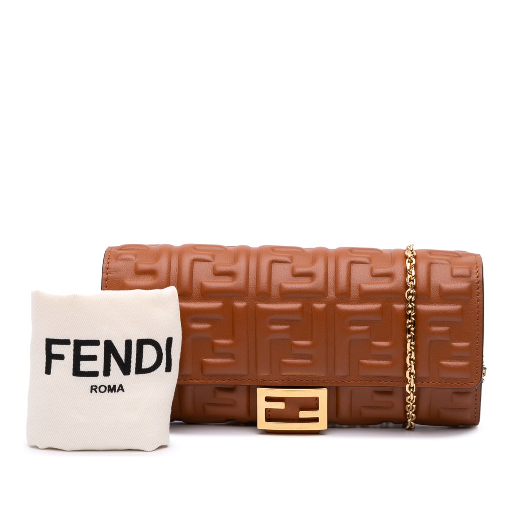 Fendi Zucca Embossed Leather Wallet On Chain - Image 13
