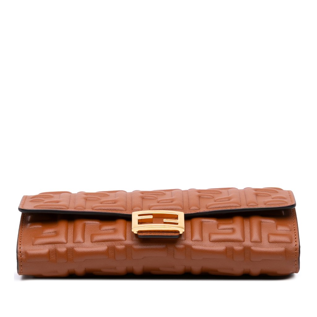 Fendi Zucca Embossed Leather Wallet On Chain - Image 6