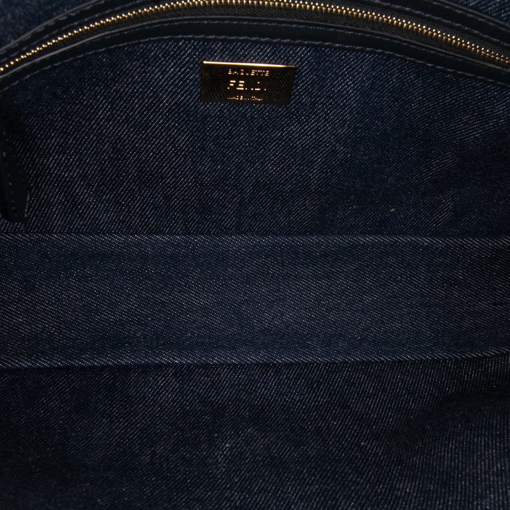 Fendi Large Denim Baguette Satchel - 4
