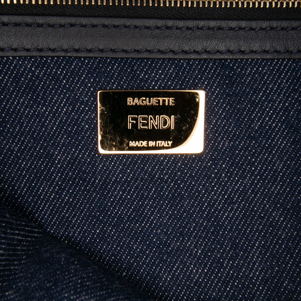 Fendi Large Denim Baguette Satchel - Side view