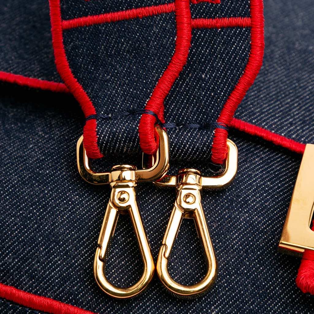 Fendi Large Denim Baguette Satchel - Image 11