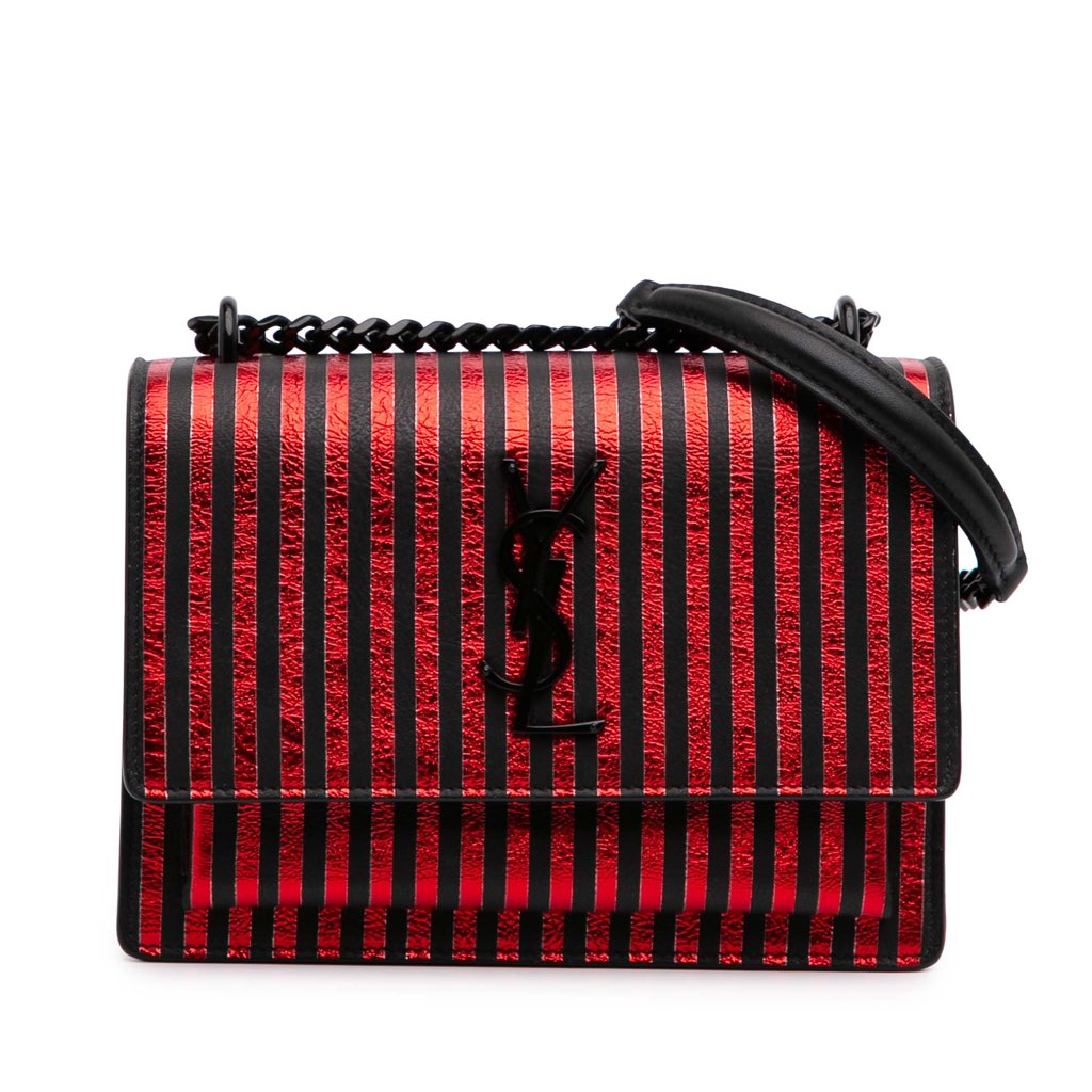 Saint Laurent Small Metallic Striped Canvas Monogram Sunset Crossbody