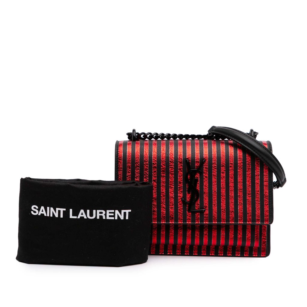 Saint Laurent Small Metallic Striped Canvas Monogram Sunset Crossbody - Image 14