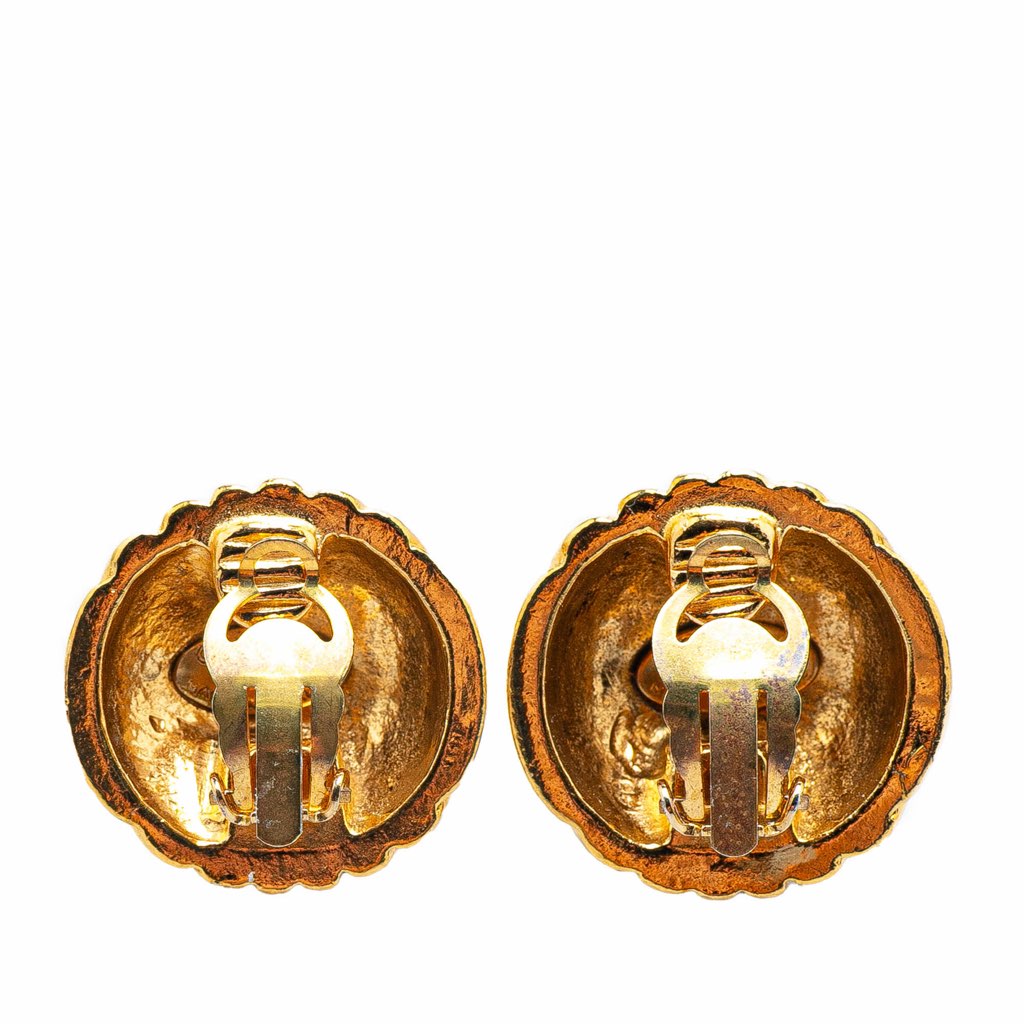 Chanel Gold Plated CC Dome Clip On Earrings - 2