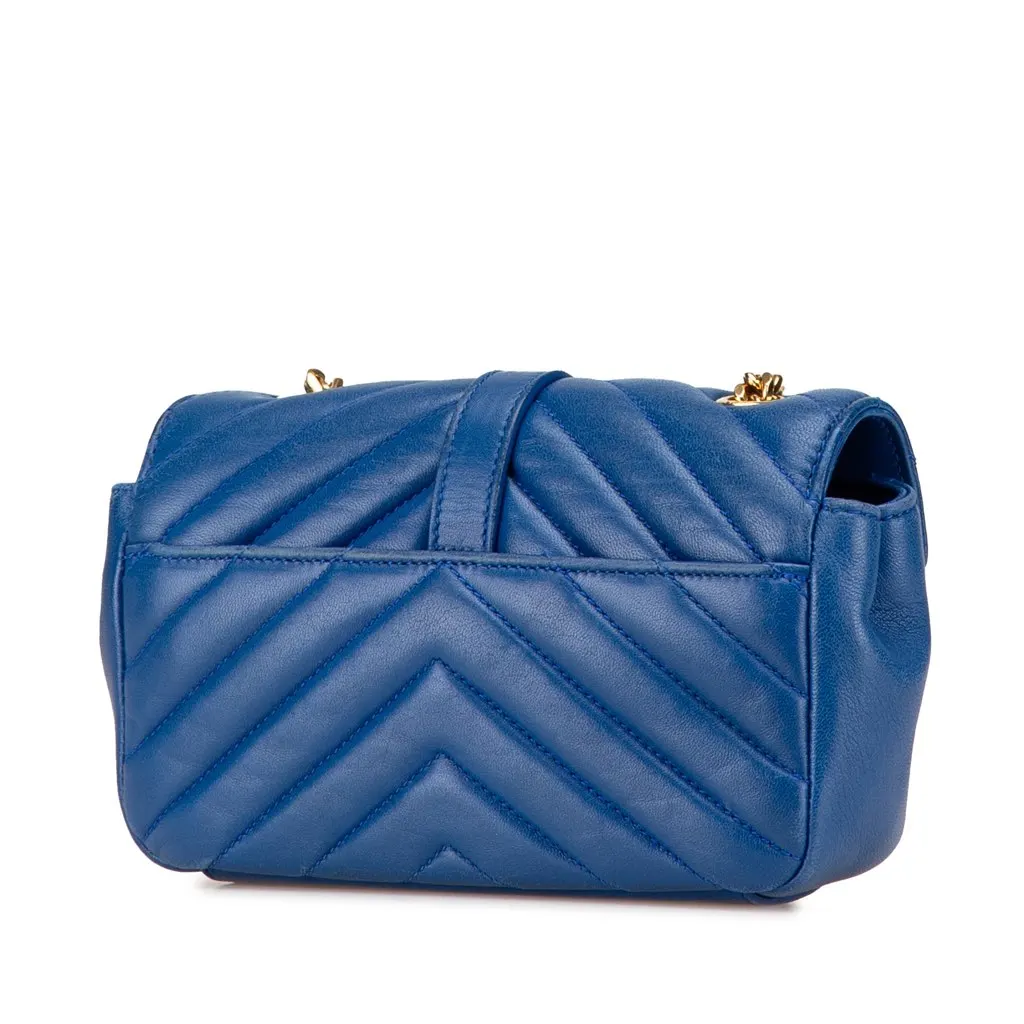 Saint Laurent Baby Monogram Matelasse Classic Chain Bag Blue Leather Good - Back View