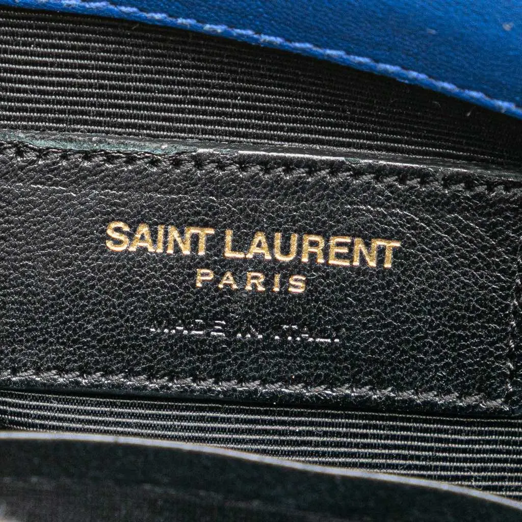 Saint Laurent Baby Monogram Matelasse Classic Chain Bag Blue Leather Good - Box View