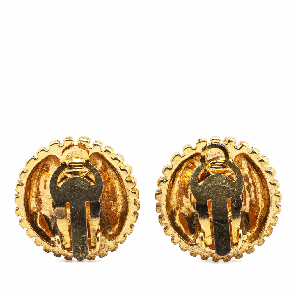Chanel Gold Plated CC Round Clip On Earrings - 2