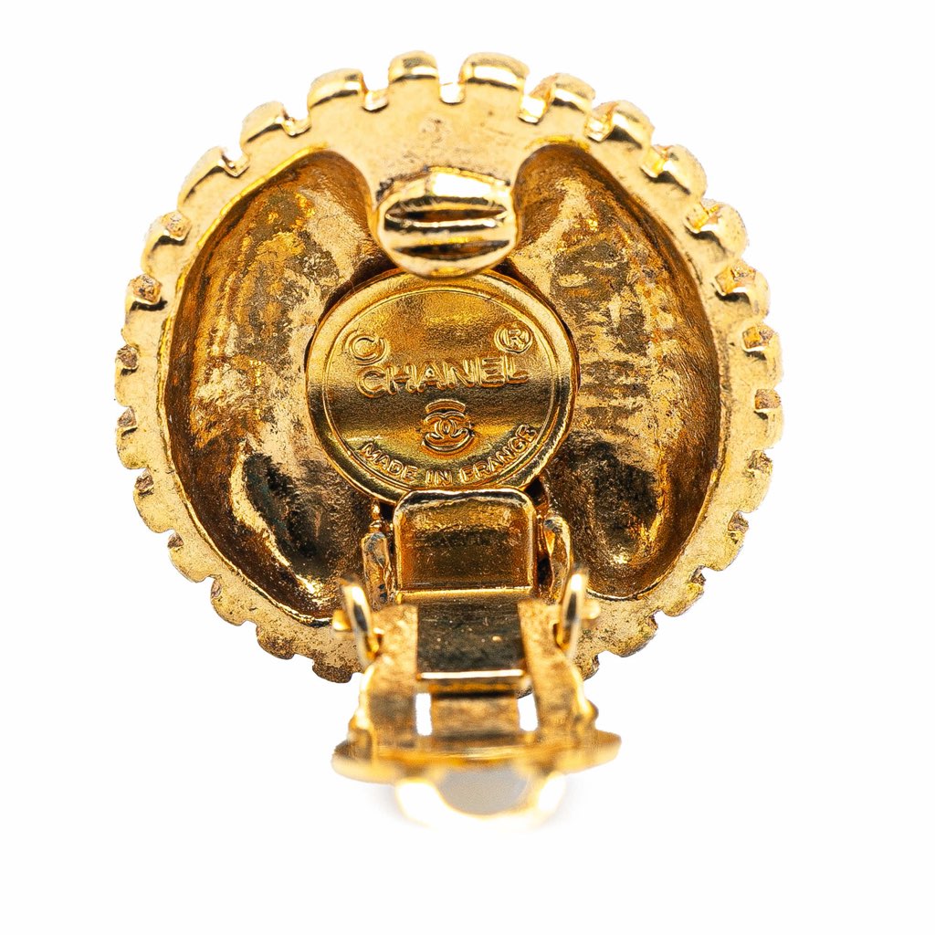Chanel Gold Plated CC Round Clip On Earrings - 3