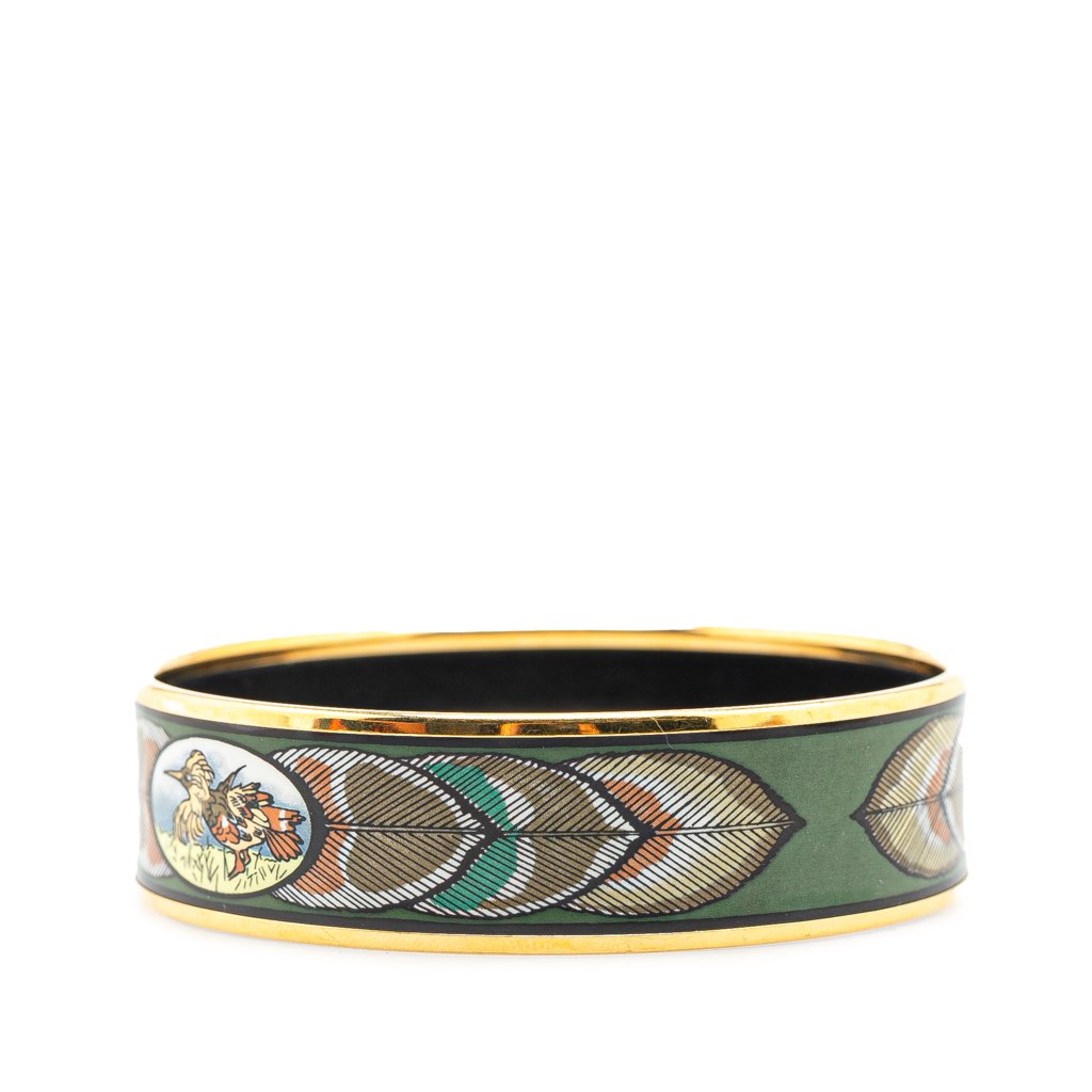 Hermès Wide Bird Feather Enamel Bangle 65 - Back view