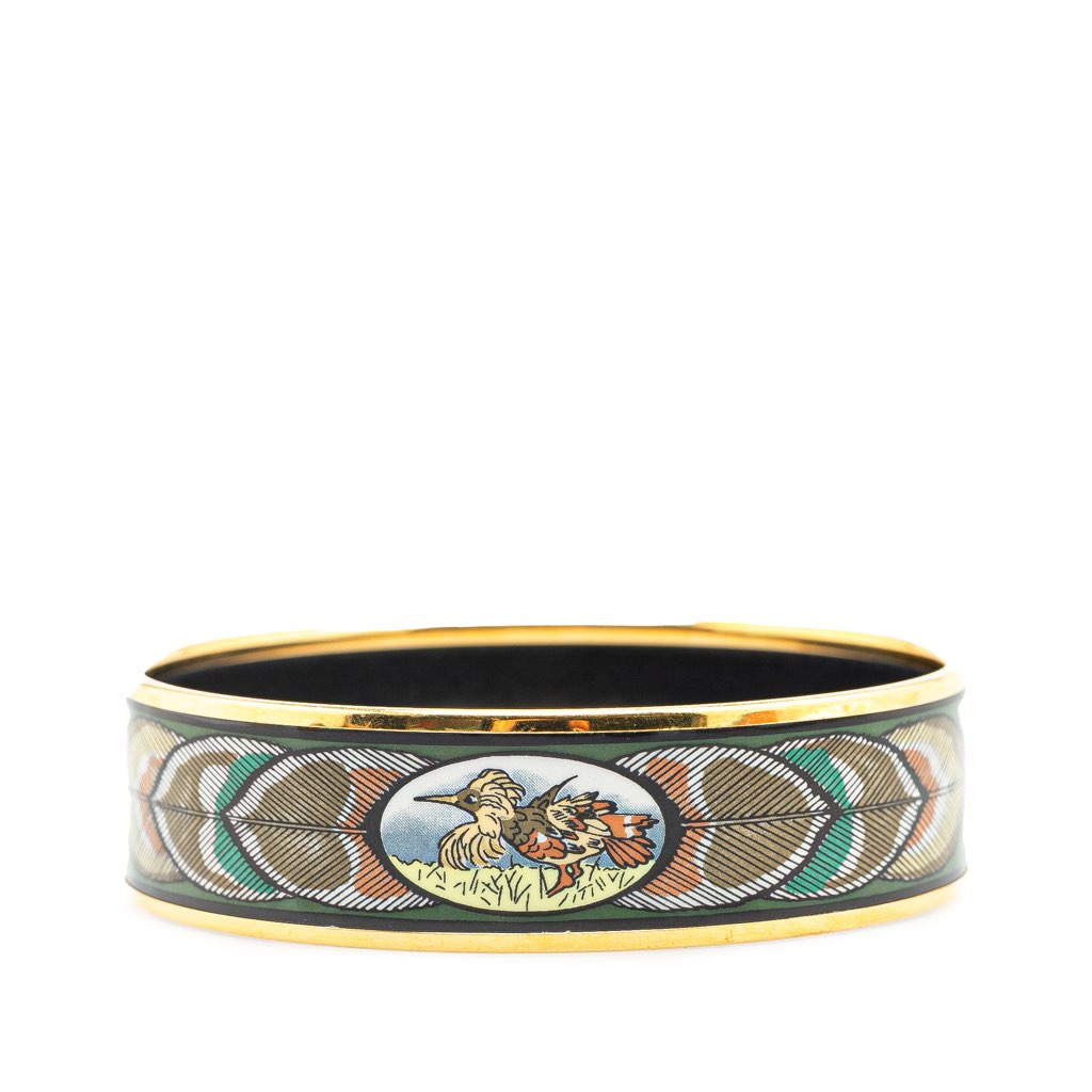 Hermès Wide Bird Feather Enamel Bangle 65 - Image 6