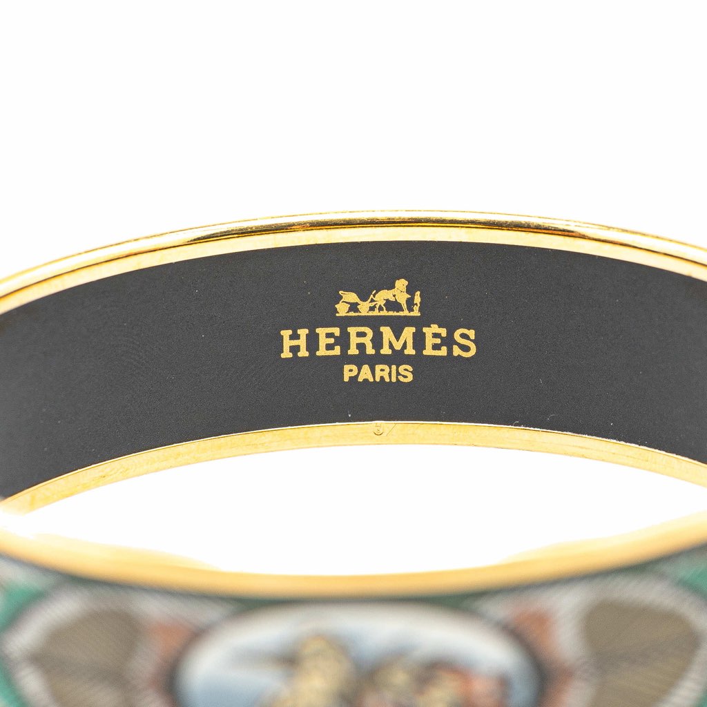 Hermès Wide Bird Feather Enamel Bangle 65 - 4