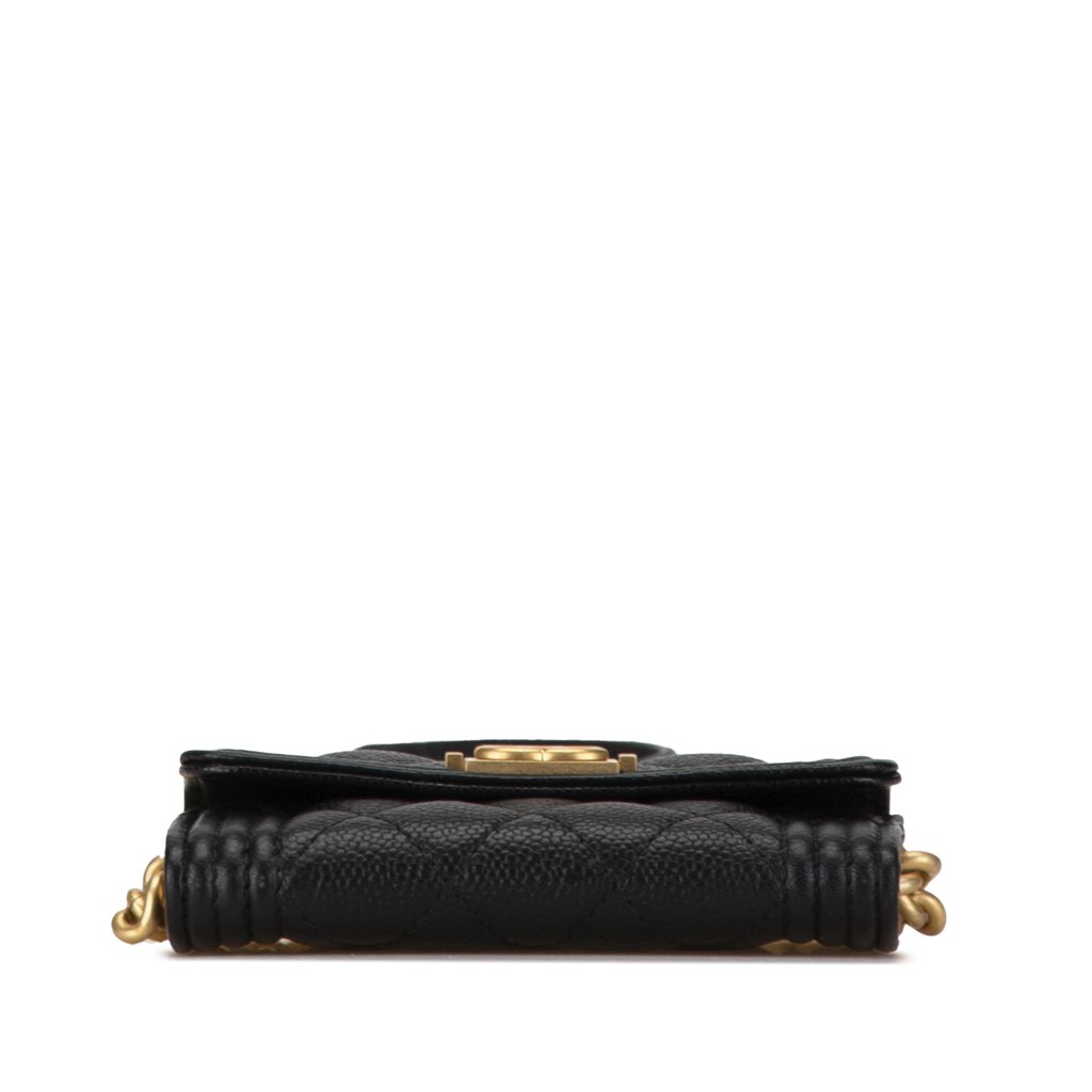 Chanel Quilted Caviar Boy Card Holder with Chain - 3