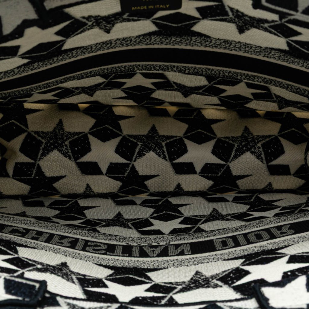 Dior Large Canvas Embroidered Lucky Star Book Tote - 4