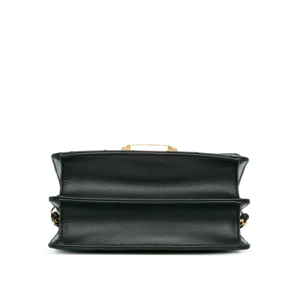 Chanel Quilted Lambskin Octagonal Buckle Crossbody Black Leather Very good - Inside View