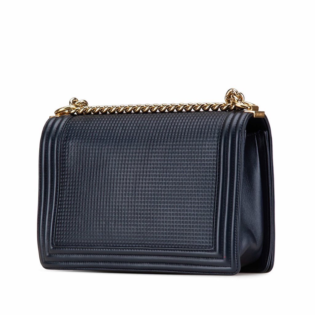 Chanel Medium Lambskin Embossed Cube Boy Flap - 2