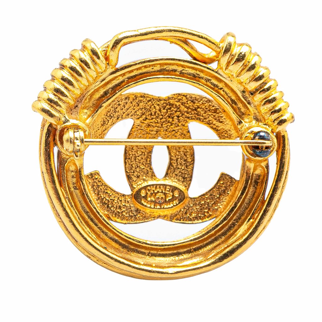 Chanel Gold Plated CC Brooch - Back view