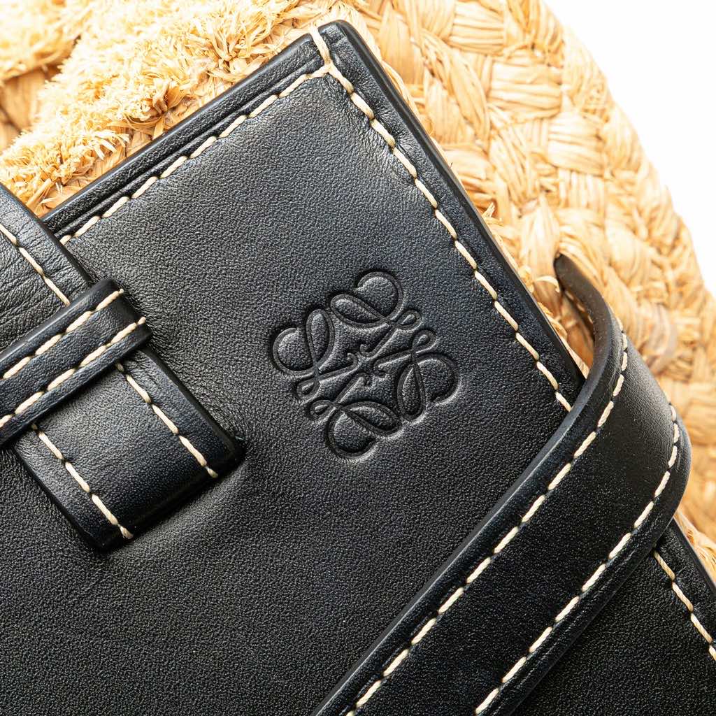Loewe Small Raffia and Leather Gate Top Handle Bag - Detail 2