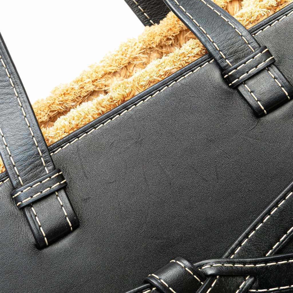 Loewe Small Raffia and Leather Gate Top Handle Bag - Image 10