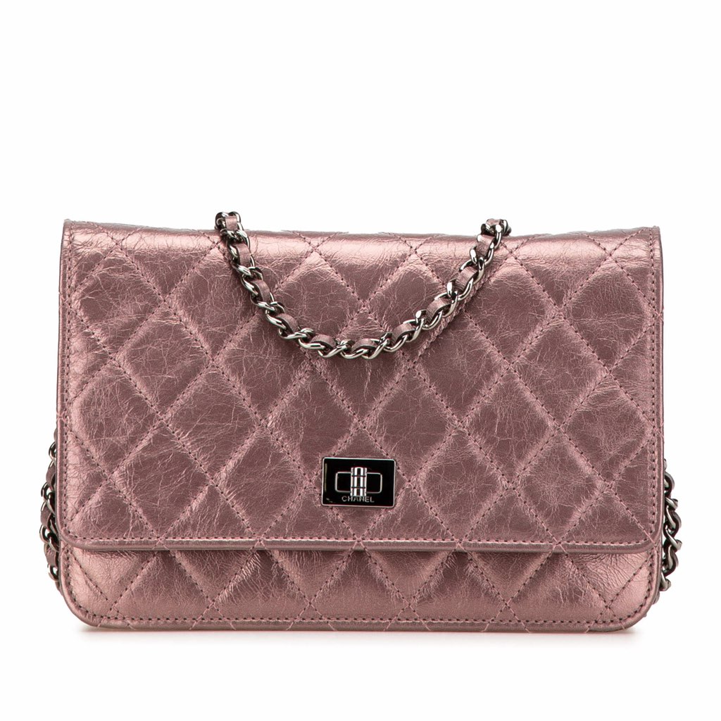 Chanel Reissue 2.55 Quilted Metallic Aged Calfskin Wallet on Chain