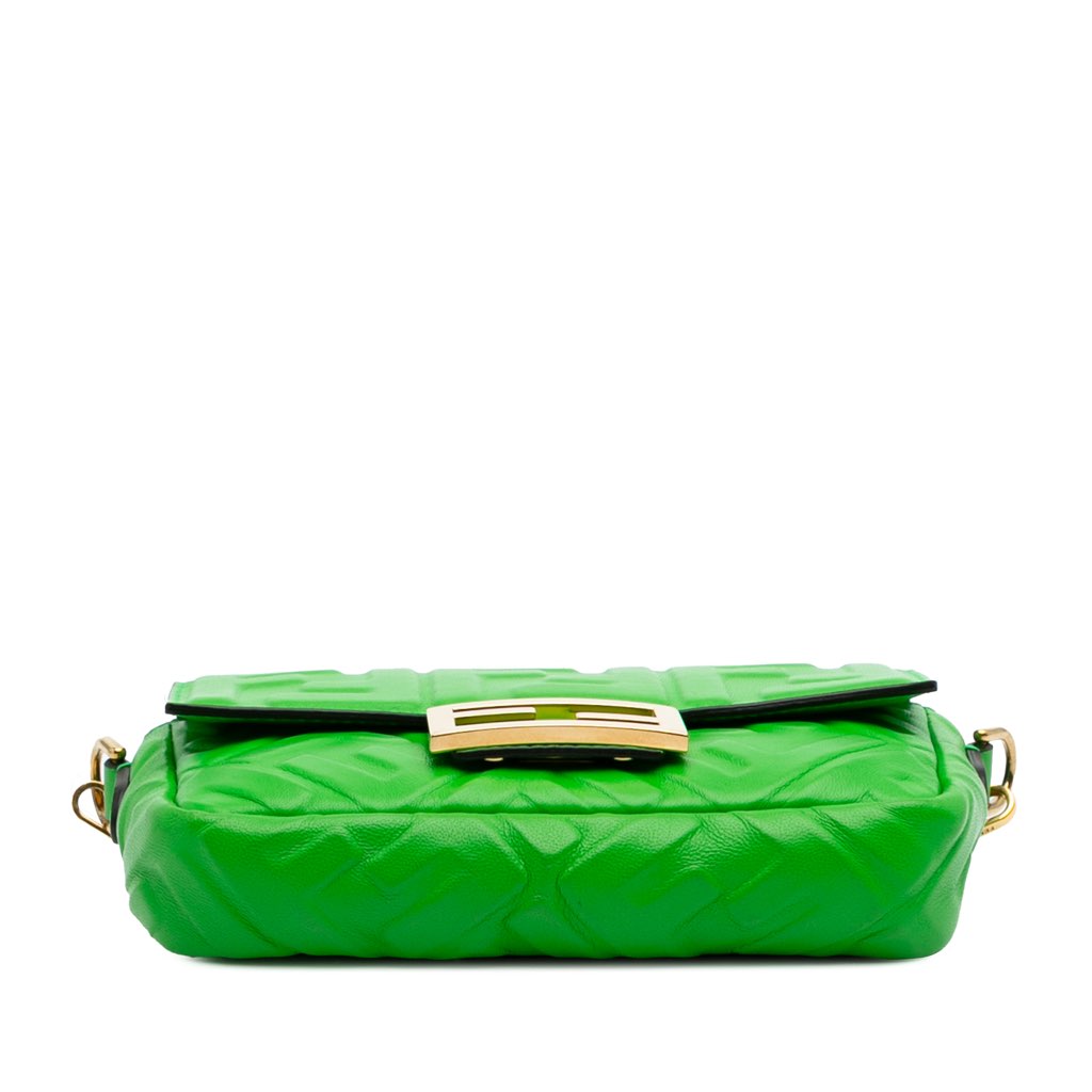 Fendi Mini Zucca Embossed Leather Baguette Satchel - Image 6