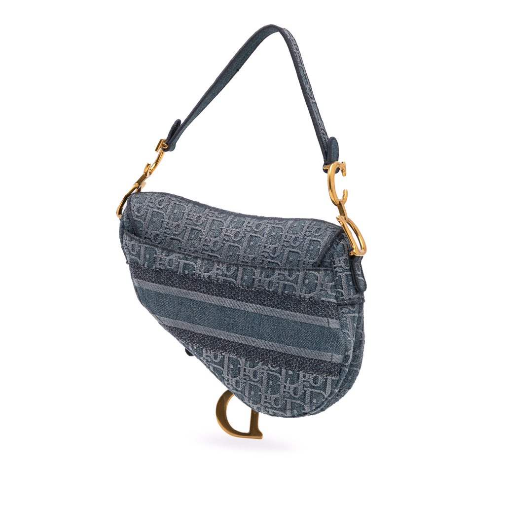 Dior Oblique Denim Embroidered Saddle Bag - 2