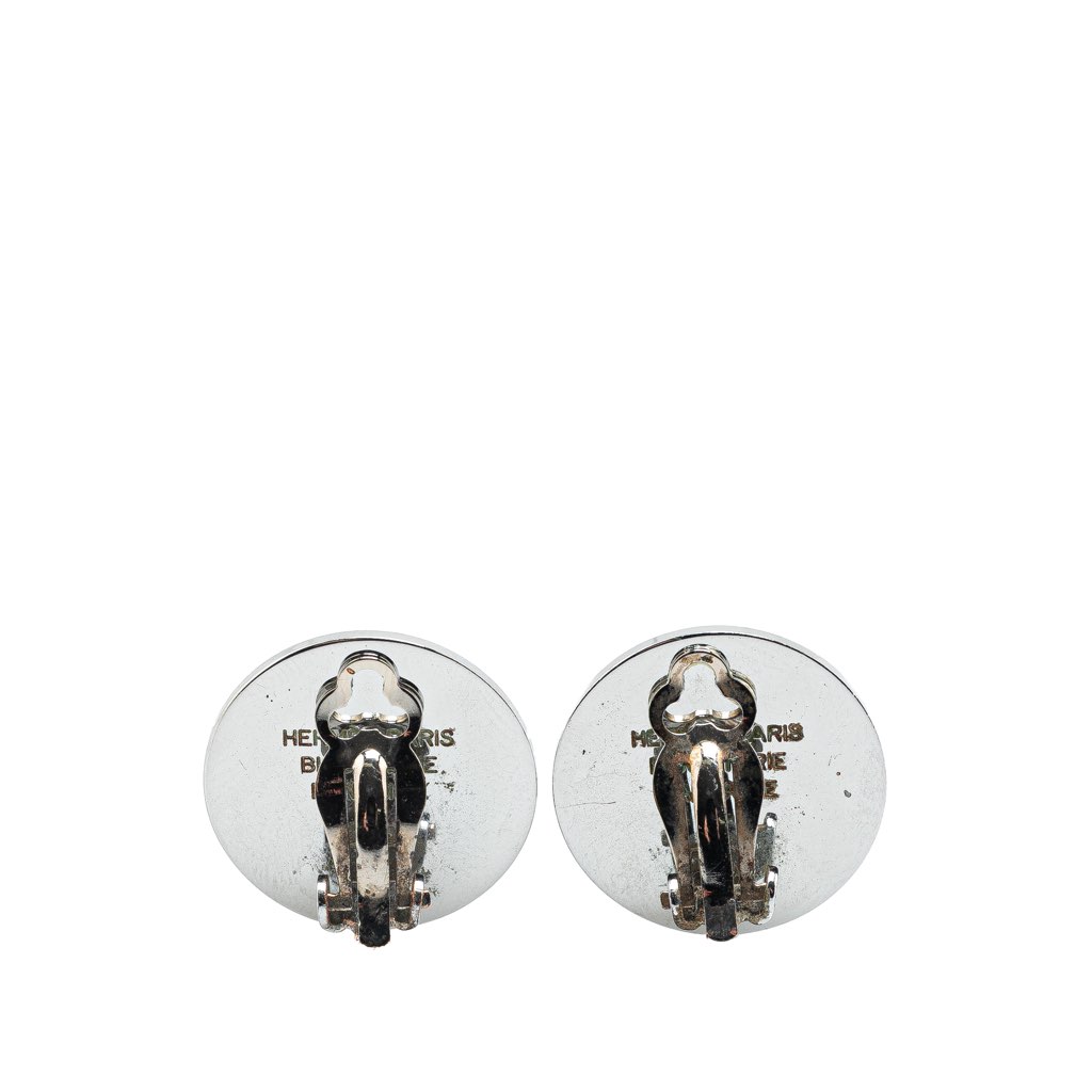 Hermès Palladium Plated Bijouterie Fantaisie Clou De Selle Clip On Earrings - 2