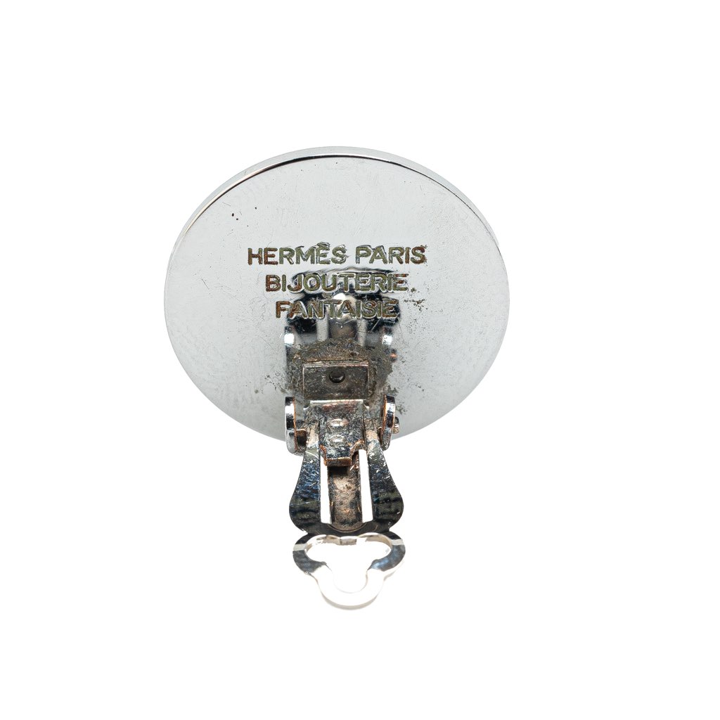 Hermès Palladium Plated Bijouterie Fantaisie Clou De Selle Clip On Earrings - 3