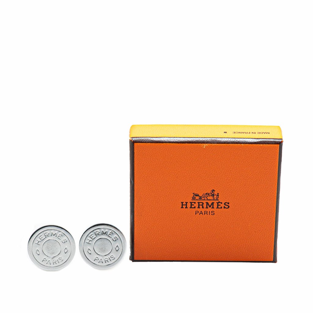 Hermès Palladium Plated Bijouterie Fantaisie Clou De Selle Clip On Earrings - 4