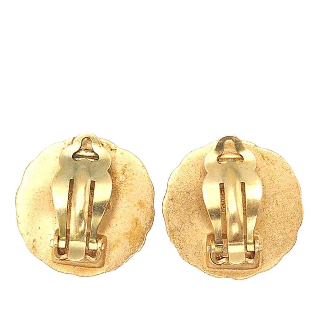 Chanel Gold Plated CC Starburst Clip On Earrings - 2