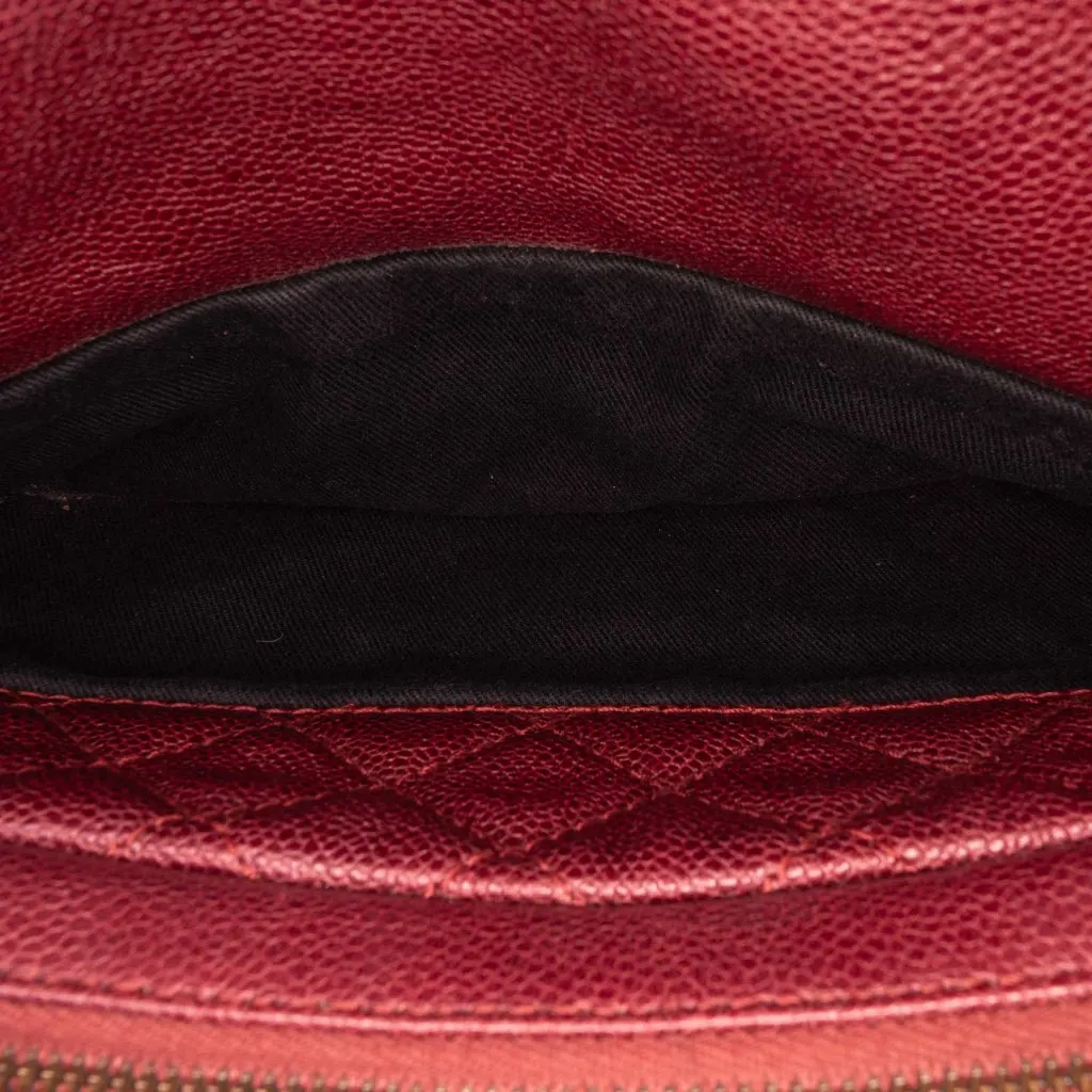 Chanel Medium Quilted Caviar Easy Flap Red Leather Good - Box View