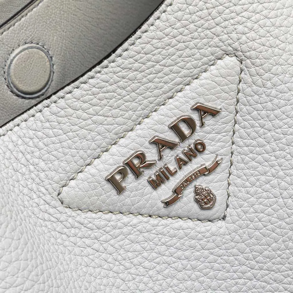 Prada Vitello Daino Dynamique Hobo White Leather Good - Box View