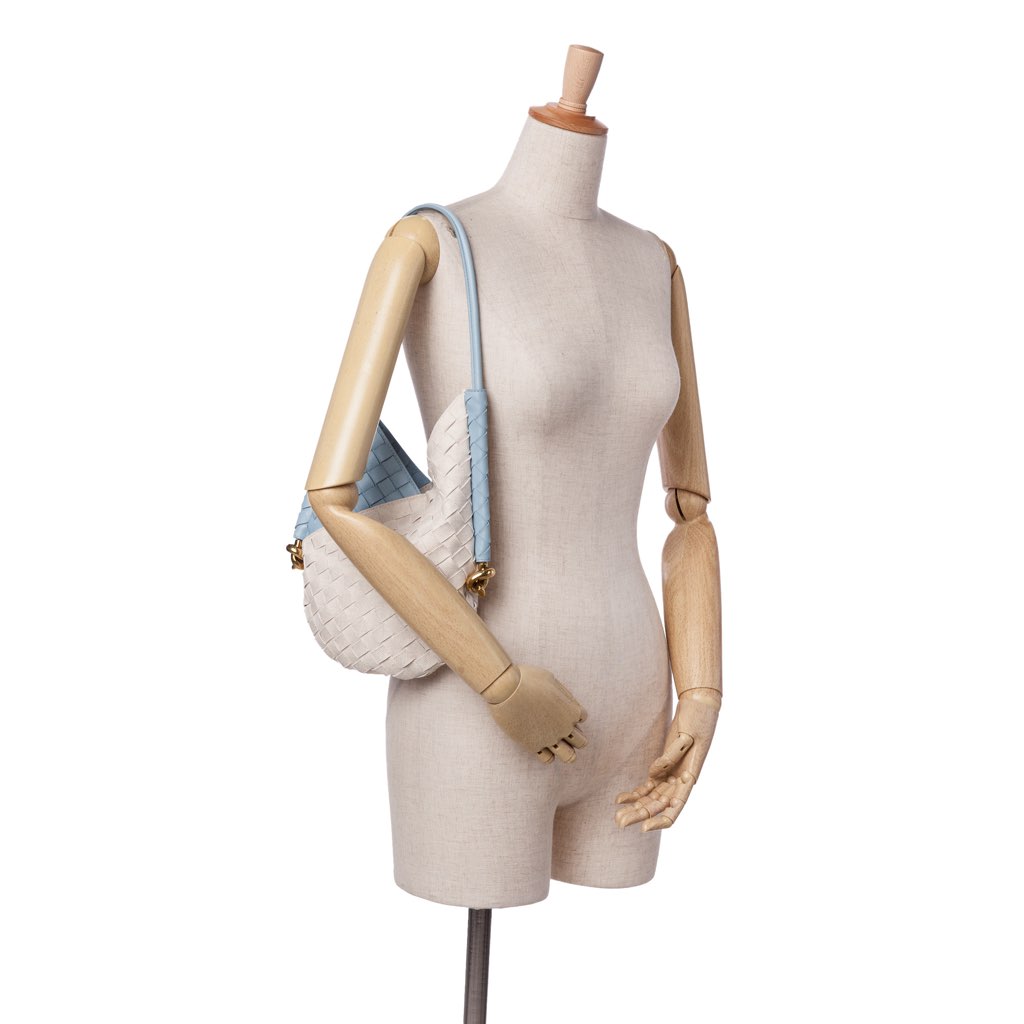 Bottega Veneta Small Nappa and Canvas Intrecciato Solstice Shoulder Bag - Image 10