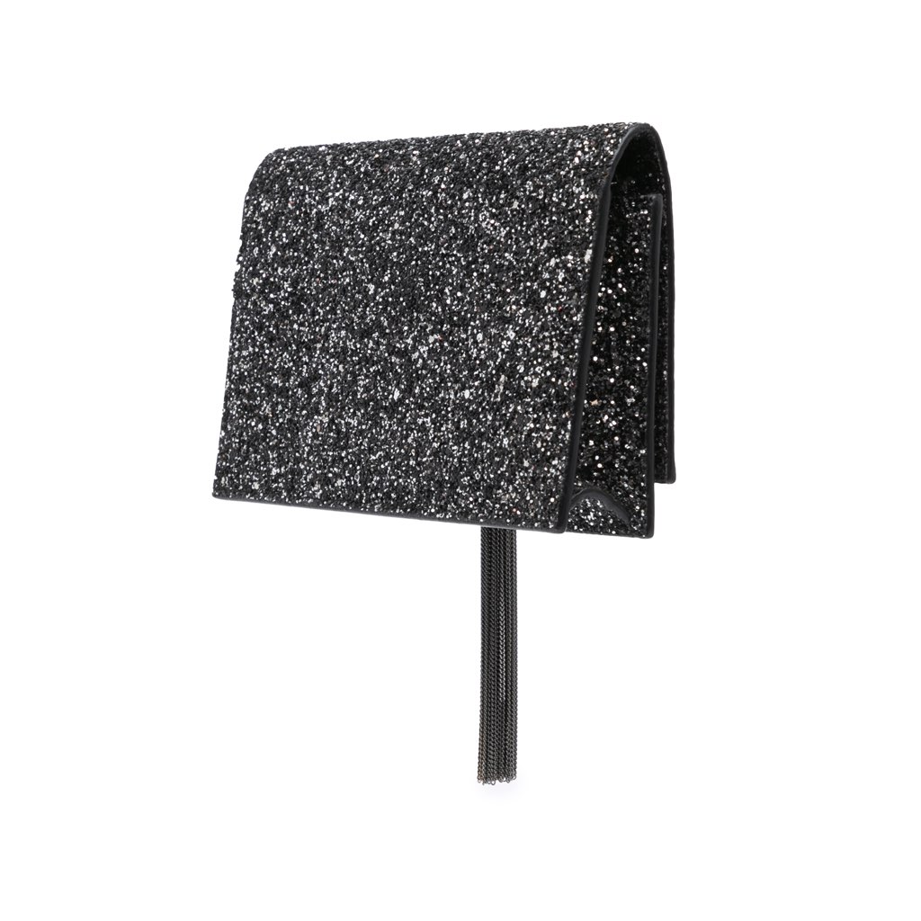 Saint Laurent Metallic Glitter Monogram Kate Tassel Chain Wallet - 2