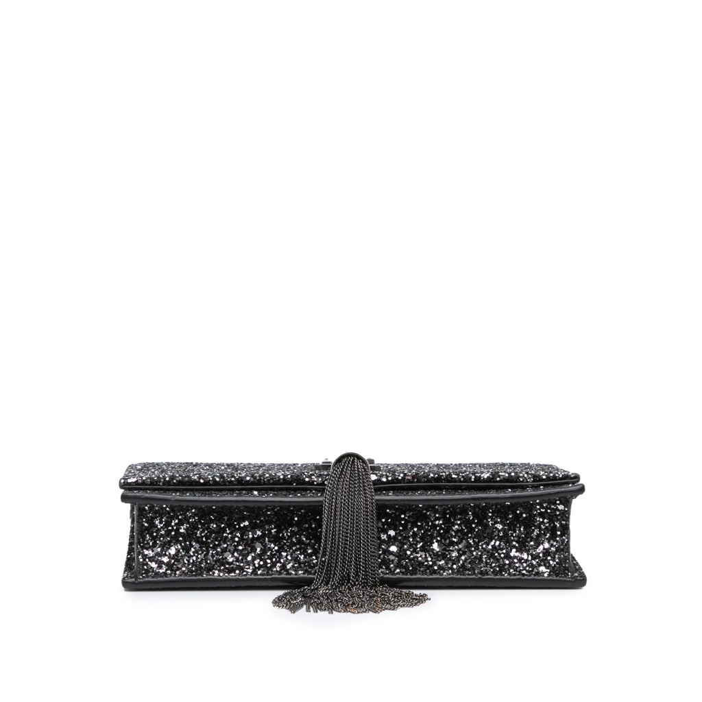 Saint Laurent Metallic Glitter Monogram Kate Tassel Chain Wallet - 3