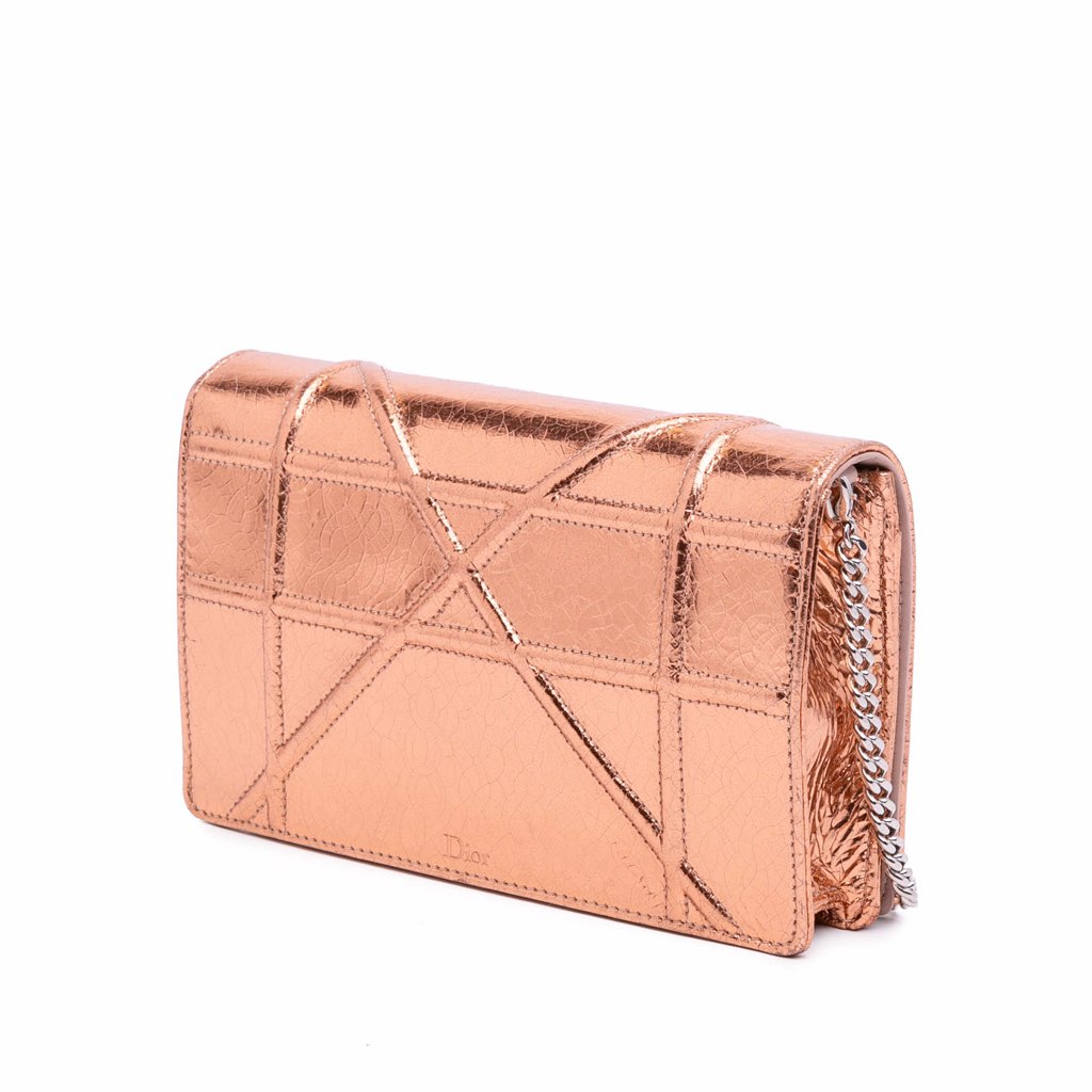 Dior Metallic Ceramic Effect Deerskin Diorama Wallet on Chain - Back view