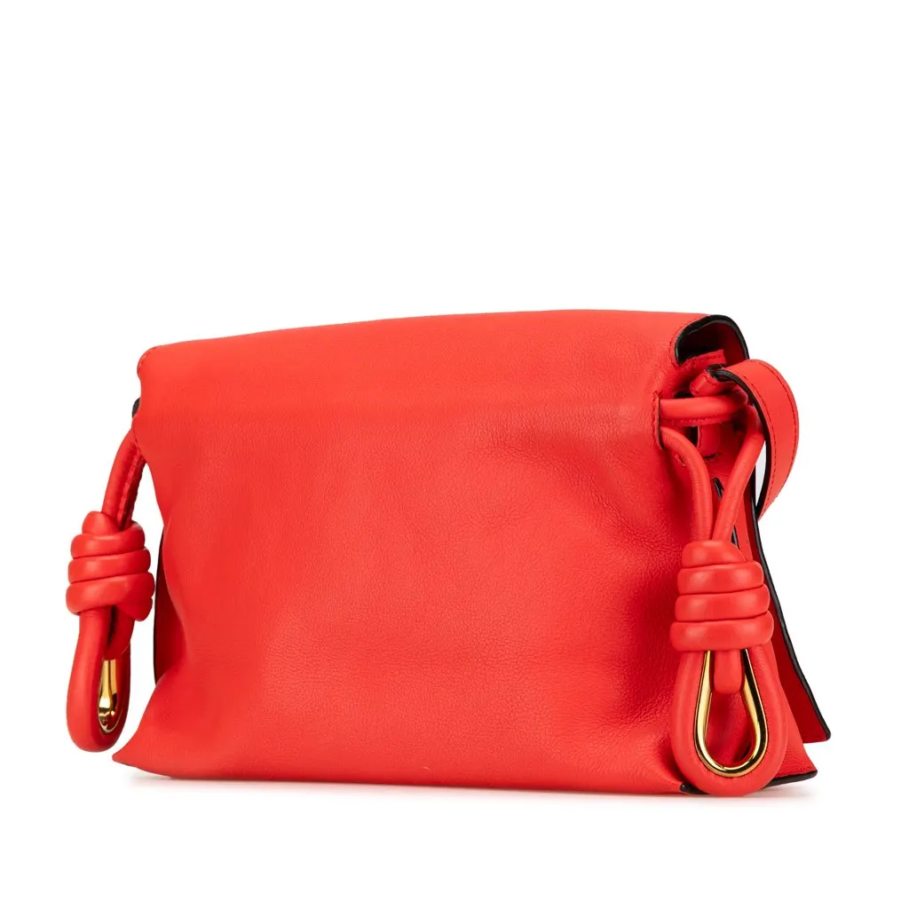 Loewe Leather Flamenco Knot Whipstitch Crossbody Red Leather Very good - Back View