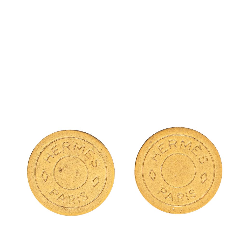 Hermès Gold Plated Bijouterie Fantaisie Clou De Selle Clip On Earrings