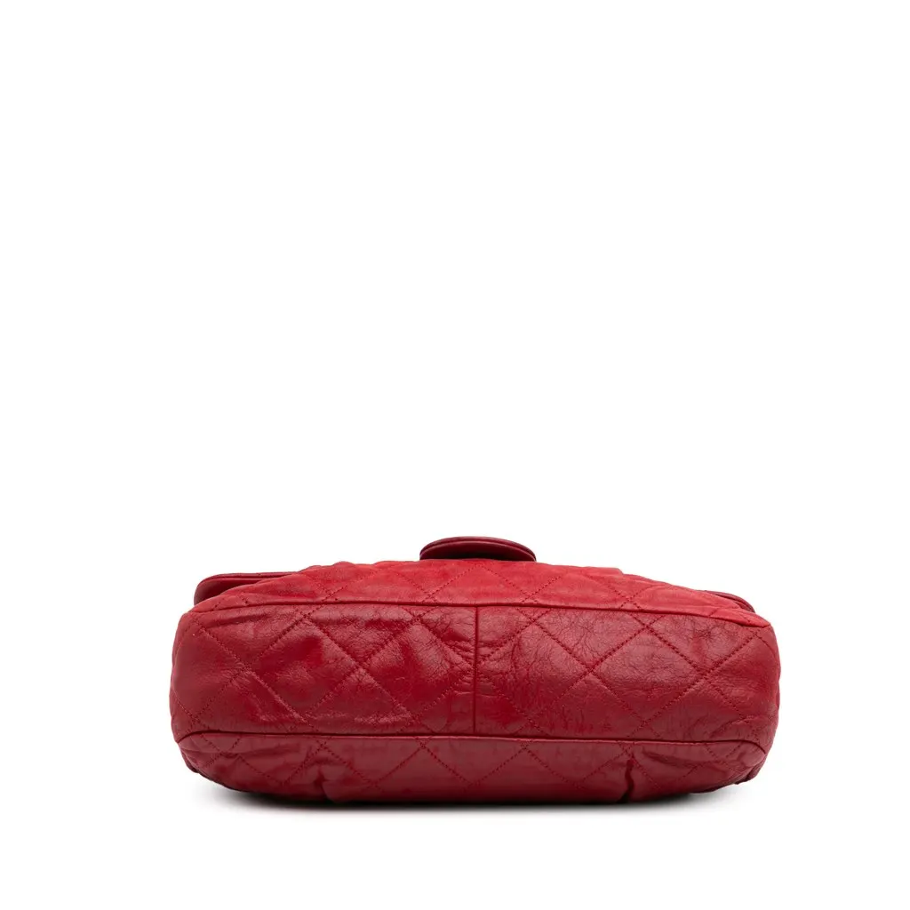 Chanel Large Iridescent Calfskin Chic Quilt Flap Red Leather Good - Inside View