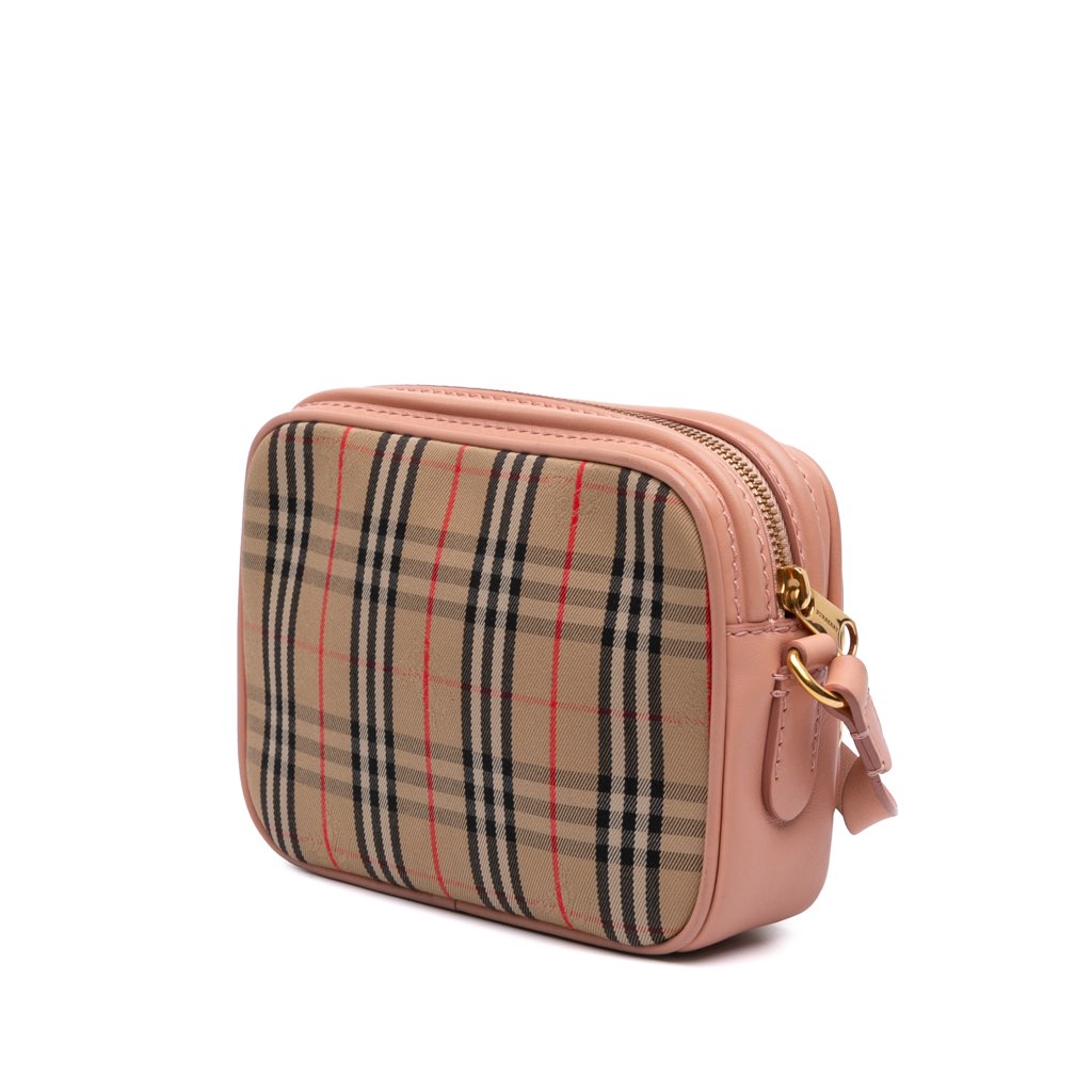 Burberry 1983 Knight Check Canvas and Calfskin Link Camera Bag - Back view