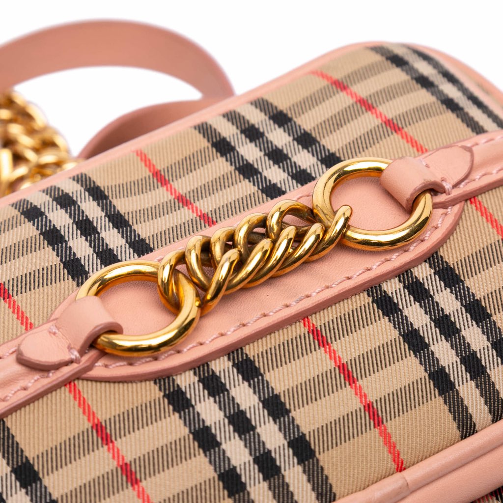 Burberry 1983 Knight Check Canvas and Calfskin Link Camera Bag - Detail 1