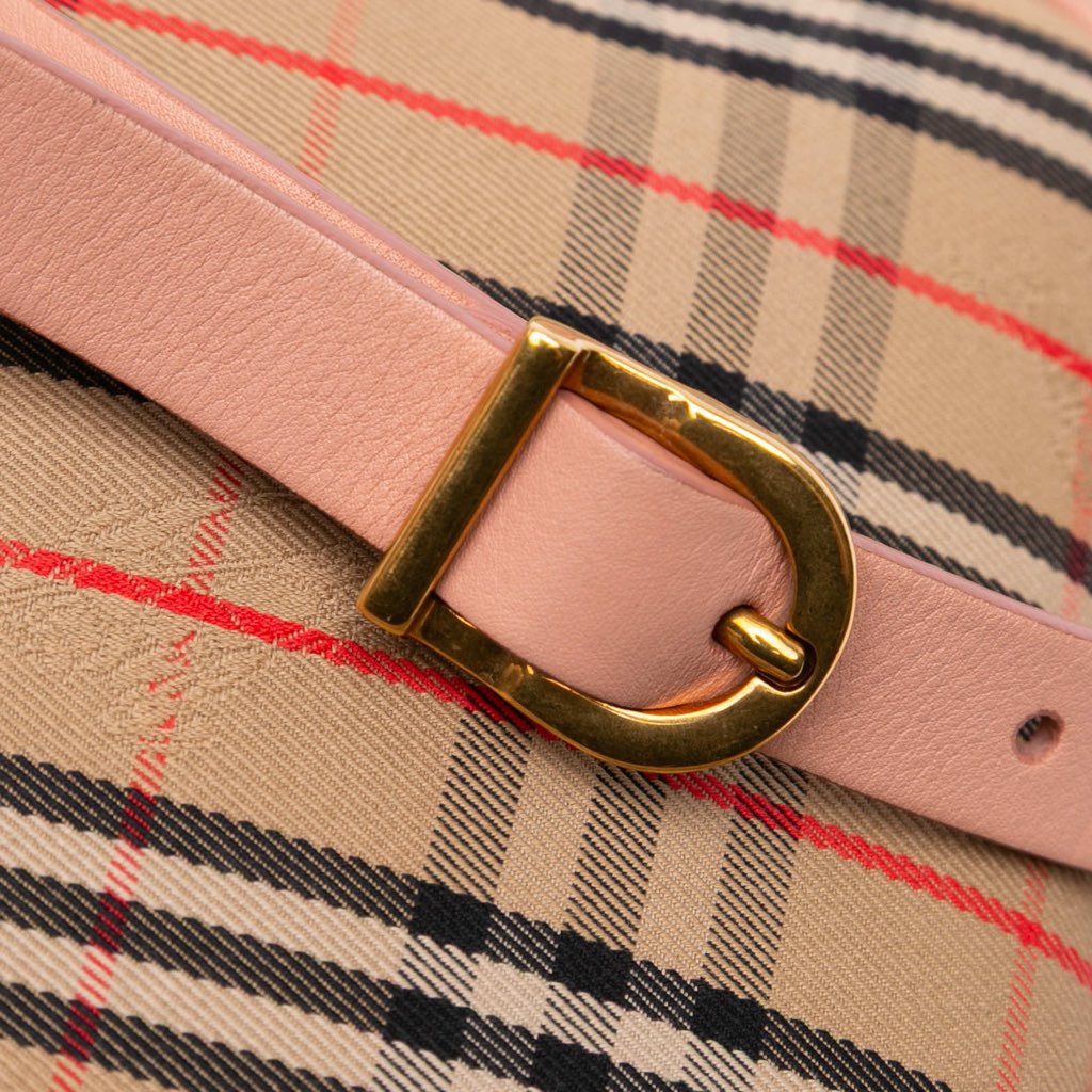 Burberry 1983 Knight Check Canvas and Calfskin Link Camera Bag - Image 10