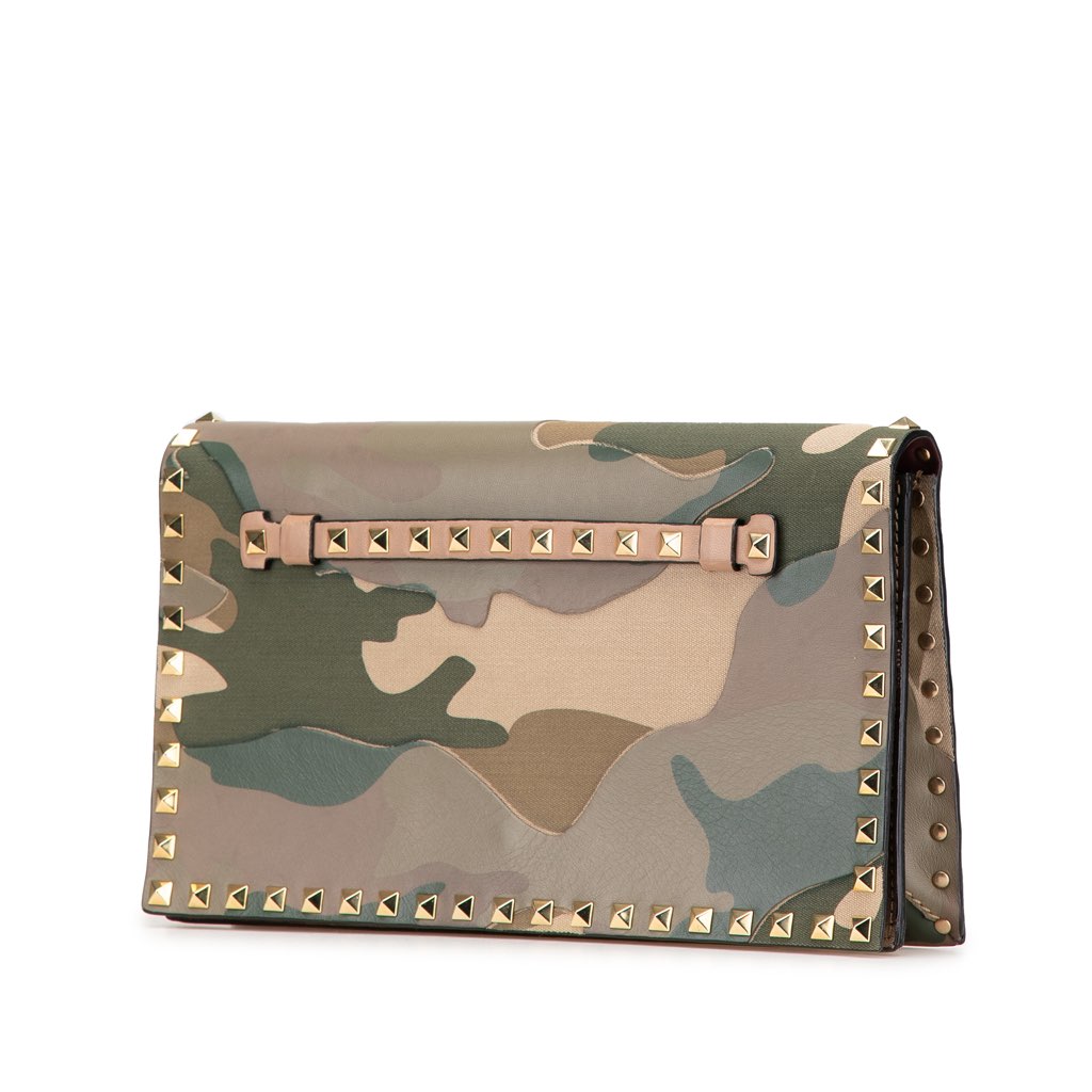 Valentino Canvas and Nappa Camouflage Rockstud Wristlet Clutch - 2