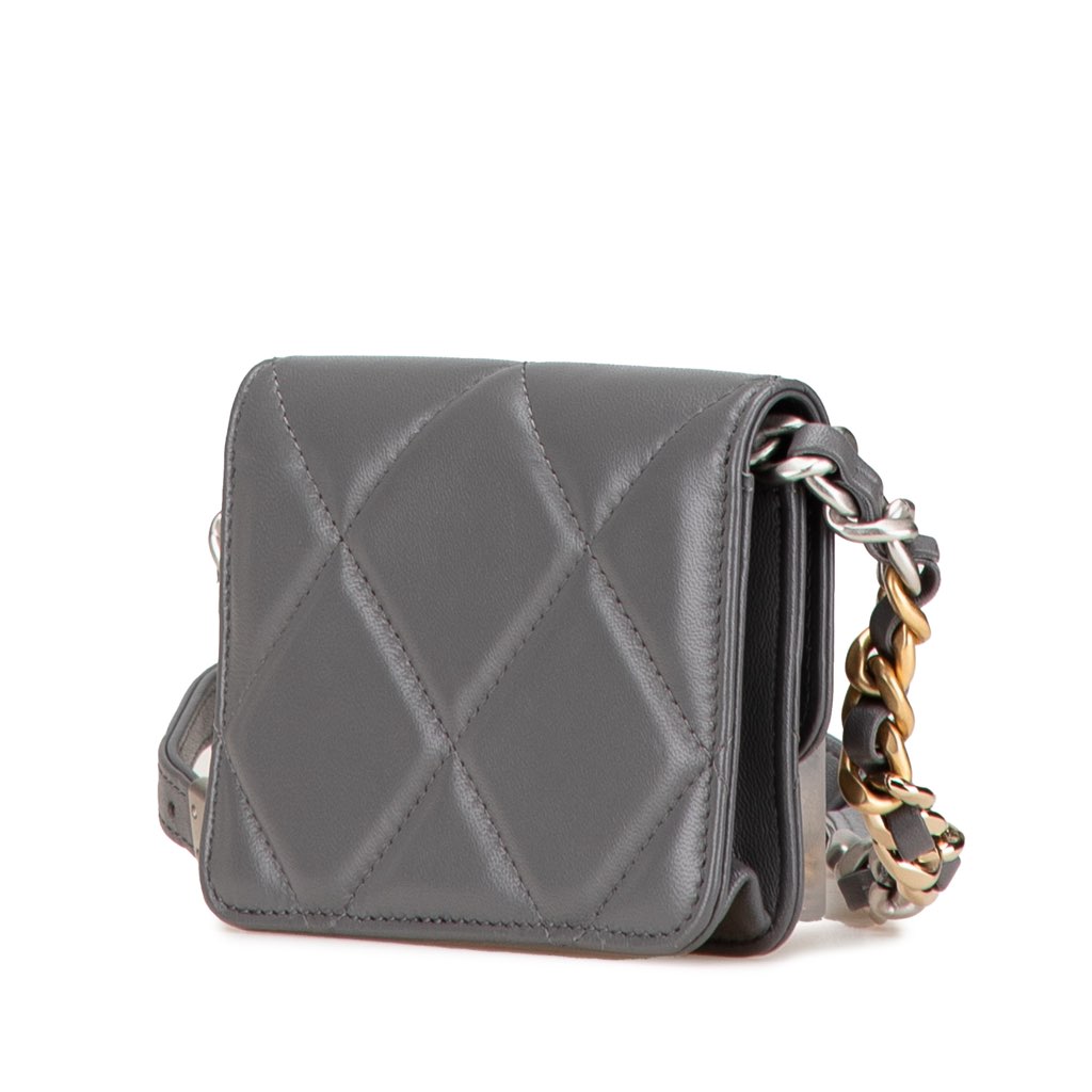 Chanel Lambskin 19 Flap Coin Purse With Chain - Back view