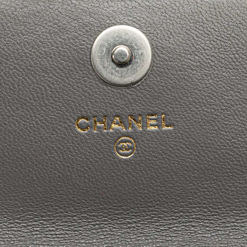 Chanel Lambskin 19 Flap Coin Purse With Chain - Side view