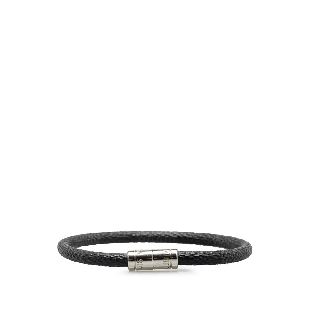 Louis Vuitton Damier Graphite Keep It Bracelet Black Canvas Good - Front View